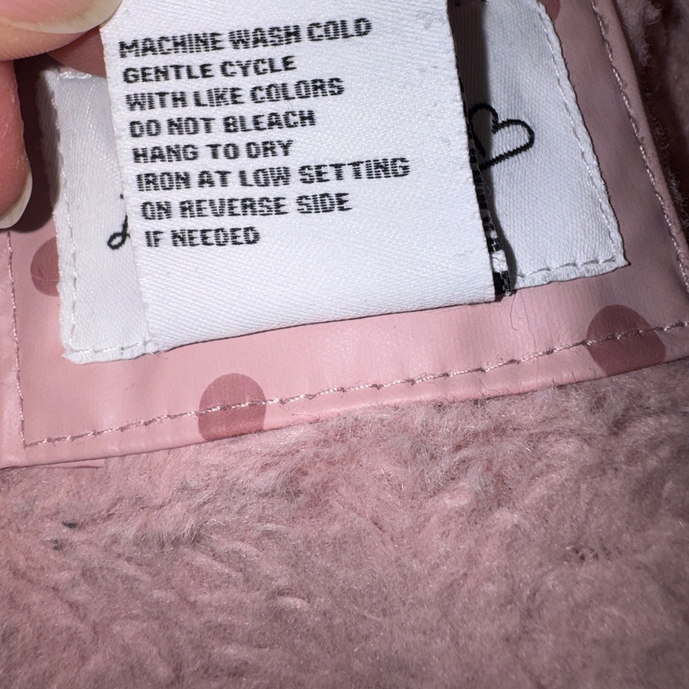 Liv & Lottie Raincoat Girls Size 4 Pink Polka Dot Faux Fur Lined Hooded Jacket - Picture 8 of 8